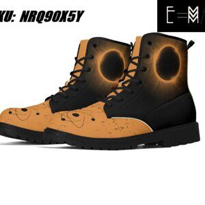 New E=M/C2 Women's Black Hole Orange Upgraded Leather Boots